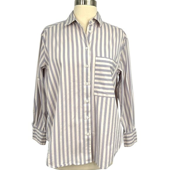 AYR The Deep End Shirt Lilac White Button Up Size XS Striped Long Sleeve - Picture 1 of 9